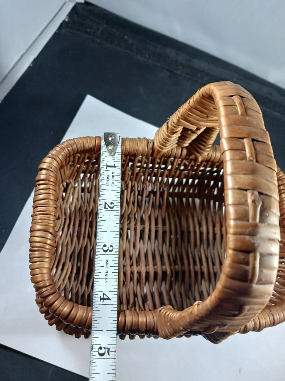 Vintage Mini Wicker Basket with Handle Farmhouse Primitive Style Decor